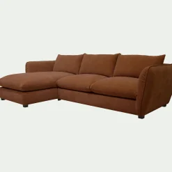 Canapé 5 Places|Canapé Convertible*alinea Canapé d'angle gauche convertible en tissu Nature - brun rustrel Marron