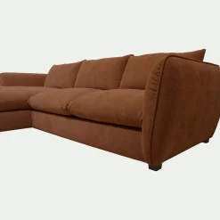 Canapé 5 Places|Canapé Convertible*alinea Canapé d'angle gauche convertible en tissu Nature - brun rustrel Marron