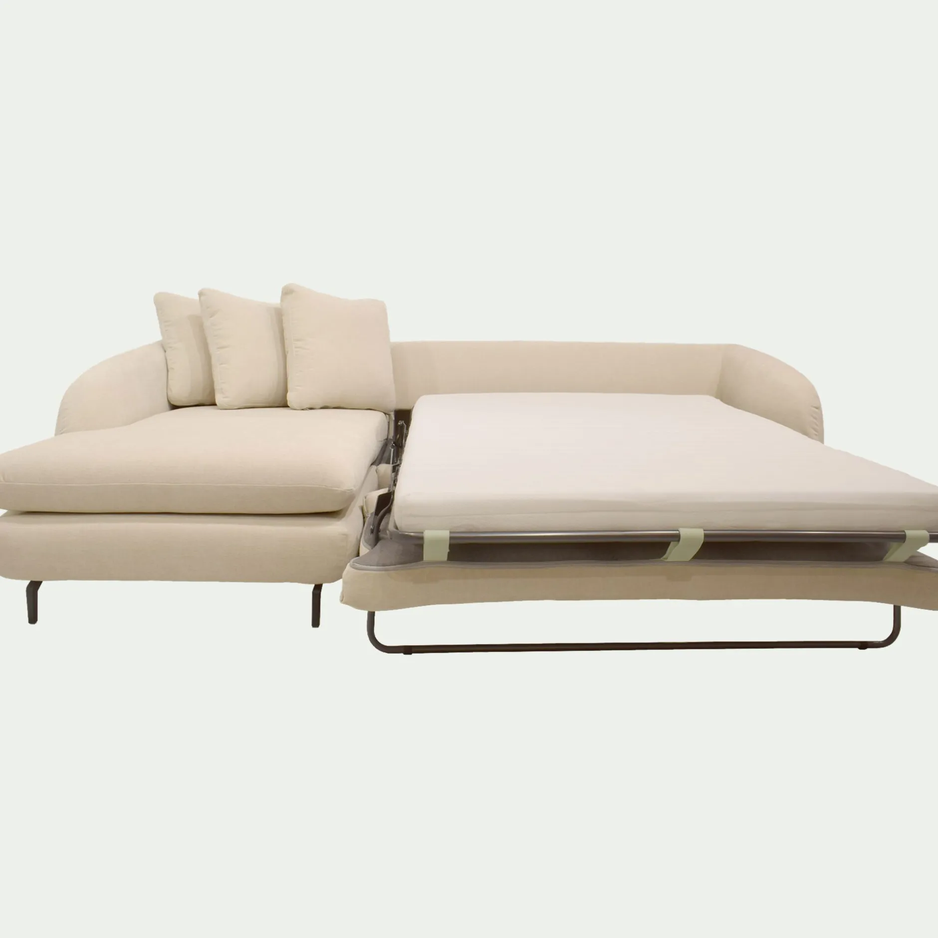 Canapé 4 Places|Canapé Convertible*alinea Canapé d'angle gauche convertible en tissu doux tramé - écru Blanc