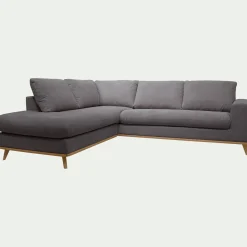 Canapé D'Angle|Canapé 5 Places*alinea Canapé d'angle gauche convertible en tissu Crown - restanque Gris