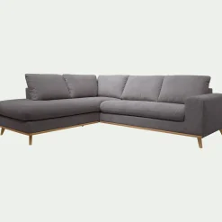 Canapé D'Angle|Canapé 5 Places*alinea Canapé d'angle gauche convertible en tissu Crown - restanque Gris