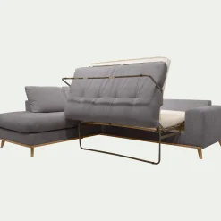 Canapé D'Angle|Canapé 5 Places*alinea Canapé d'angle gauche convertible en tissu Crown - restanque Gris