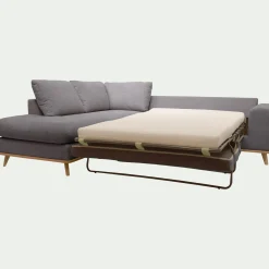 Canapé D'Angle|Canapé 5 Places*alinea Canapé d'angle gauche convertible en tissu Crown - restanque Gris