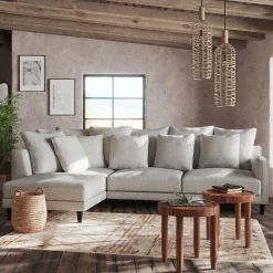 Canapé 4 Places|Canapé Convertible*alinea Canapé d'angle gauche convertible en tissu joint - Gris borie