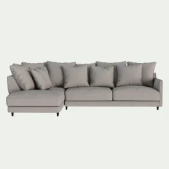 Canapé 4 Places|Canapé Convertible*alinea Canapé d'angle gauche convertible en tissu joint - Gris borie