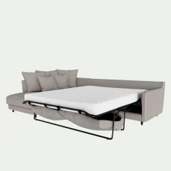 Canapé 4 Places|Canapé Convertible*alinea Canapé d'angle gauche convertible en tissu joint - Gris borie