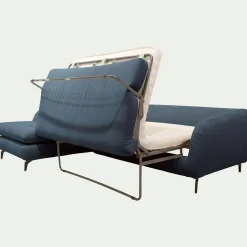 Canapé 4 Places|Canapé Convertible*alinea Canapé d'angle gauche convertible en tissu doux tramé - Bleu