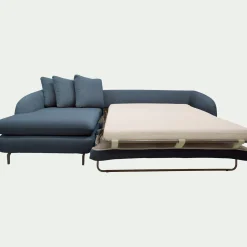 Canapé 4 Places|Canapé Convertible*alinea Canapé d'angle gauche convertible en tissu doux tramé - Bleu