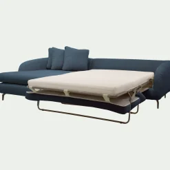 Canapé 4 Places|Canapé Convertible*alinea Canapé d'angle gauche convertible en tissu doux tramé - Bleu