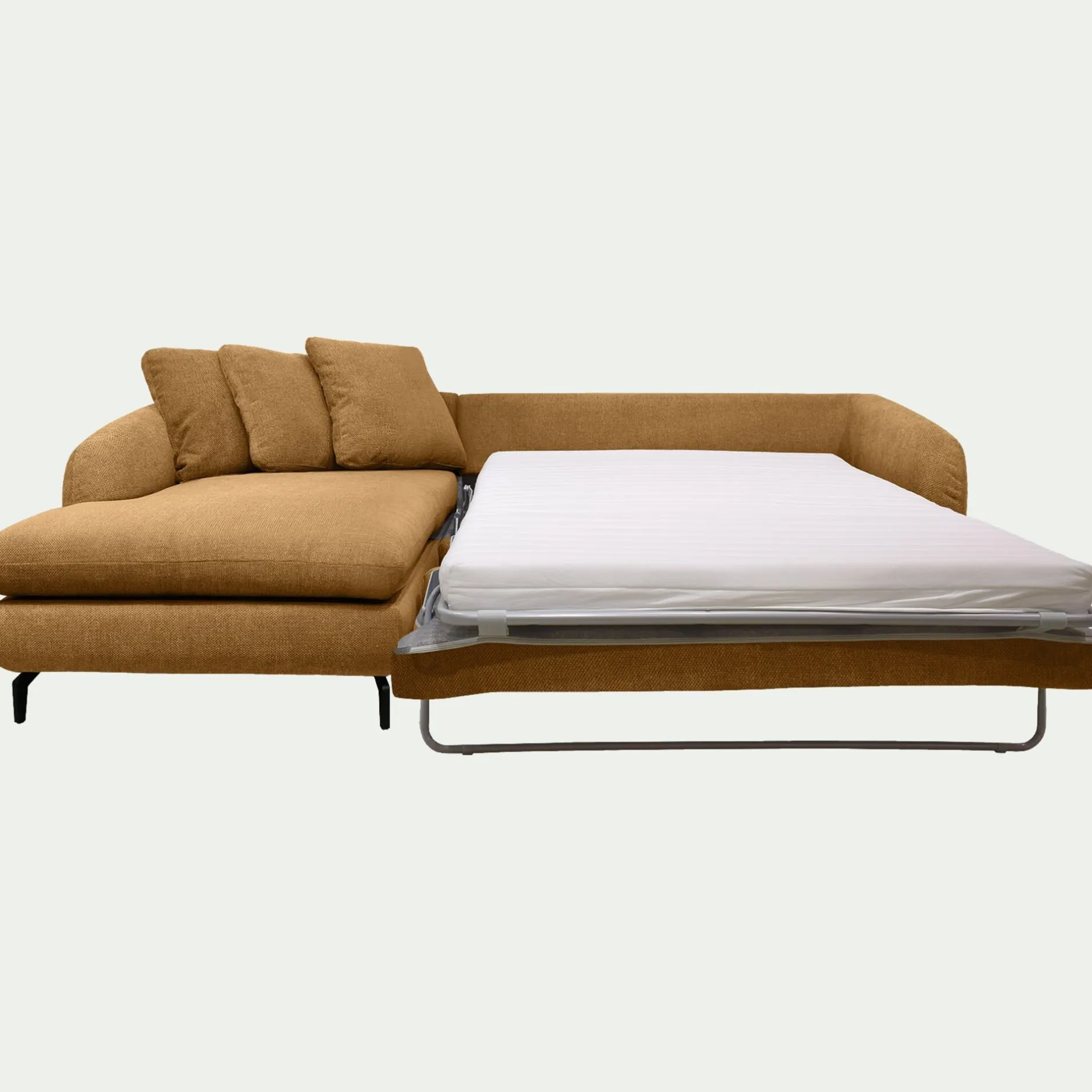 Canapé 4 Places|Canapé Convertible*alinea Canapé d'angle gauche convertible en tissu silent - bronze Marron