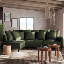 Canapé En Tissu|Canapé 4 Places*alinea Canapé d'angle gauche conible en tissu joint - cèdre Vert