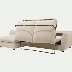 Canapé 5 Places|Canapé Convertible*alinea Canapé d'angle gauche convertible en tissu Nature - écru Blanc