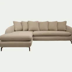 Canapé 4 Places|Canapé Convertible*alinea Canapé d'angle gauche convertible en tissu doux tramé - Beige