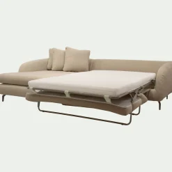 Canapé 4 Places|Canapé Convertible*alinea Canapé d'angle gauche convertible en tissu doux tramé - Beige