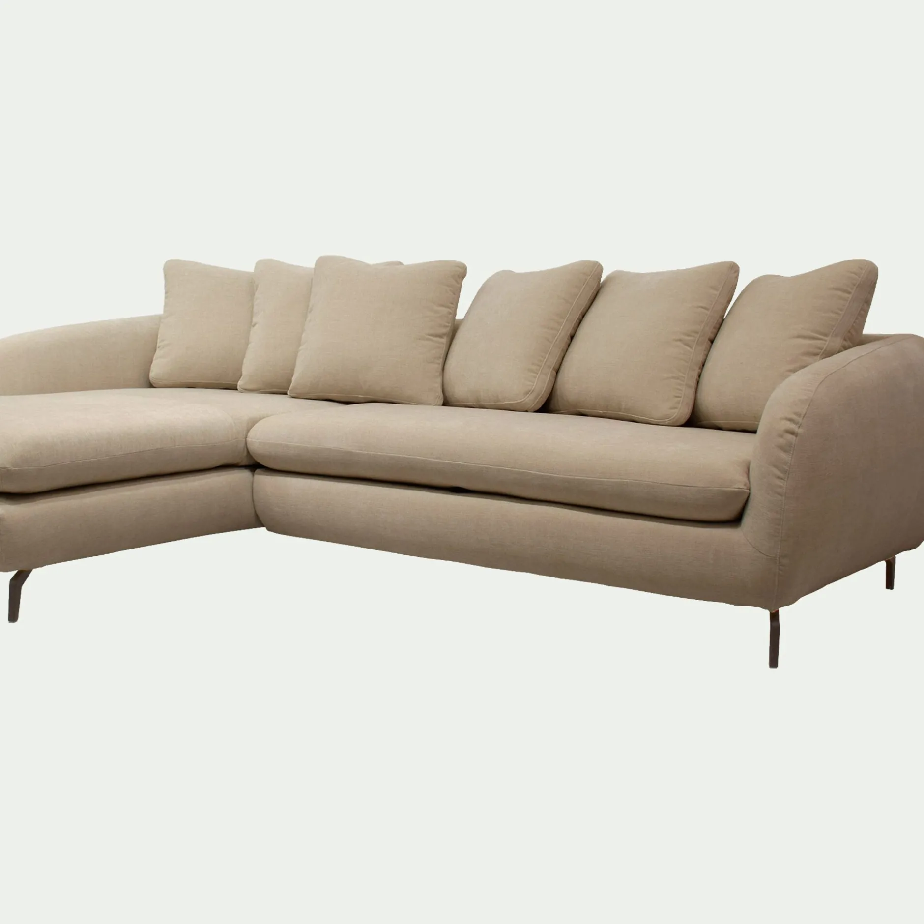 Canapé 4 Places|Canapé Convertible*alinea Canapé d'angle gauche convertible en tissu doux tramé - Beige