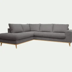Canapé 5 Places|Canapé D'Angle*alinea Canapé d'angle gauche convertible en tissu Storm - moyen Gris