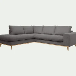 Canapé 5 Places|Canapé D'Angle*alinea Canapé d'angle gauche convertible en tissu Storm - moyen Gris
