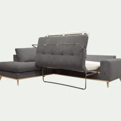 Canapé 5 Places|Canapé D'Angle*alinea Canapé d'angle gauche convertible en tissu Storm - moyen Gris