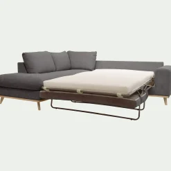 Canapé 5 Places|Canapé D'Angle*alinea Canapé d'angle gauche convertible en tissu Storm - moyen Gris