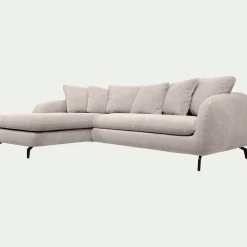 Canapé 4 Places|Canapé Convertible*alinea Canapé d'angle gauche convertible en tissu silent - roucas Beige