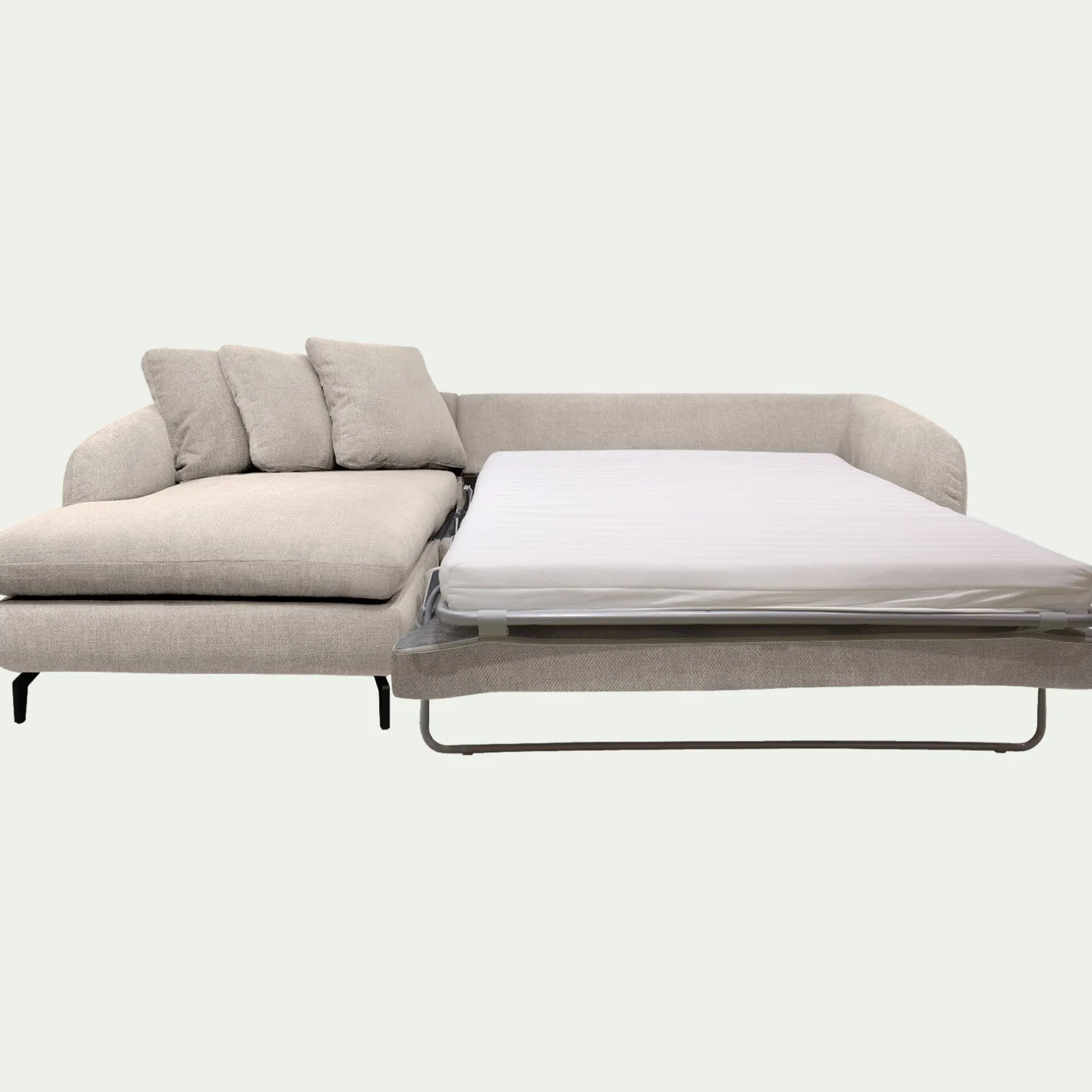 Canapé 4 Places|Canapé Convertible*alinea Canapé d'angle gauche convertible en tissu silent - roucas Beige