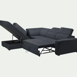 Canapé En Tissu|Canapé 4 Places*alinea Canapé d'angle gauche convertible avec coffre en tissu doux - calabrun Bleu