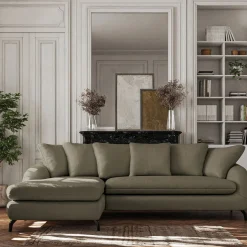 Canapé 4 Places|Canapé Convertible*alinea Canapé d'angle gauche conible en tissu silent - garrigue Vert
