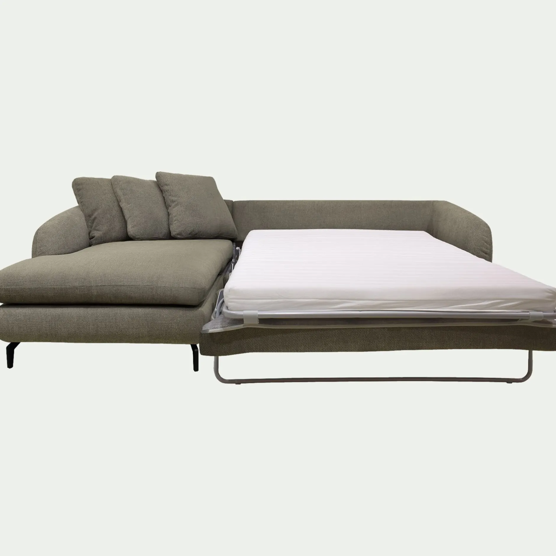 Canapé 4 Places|Canapé Convertible*alinea Canapé d'angle gauche conible en tissu silent - garrigue Vert