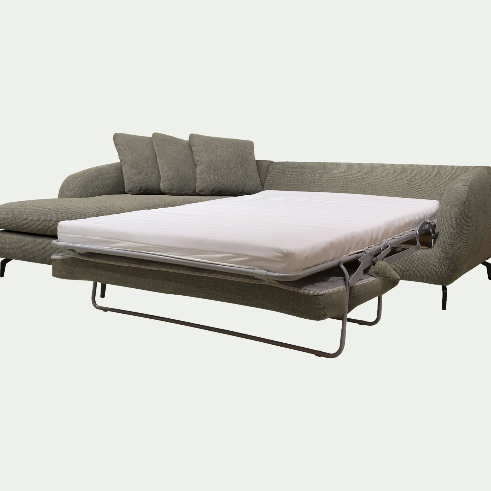 Canapé 4 Places|Canapé Convertible*alinea Canapé d'angle gauche conible en tissu silent - garrigue Vert