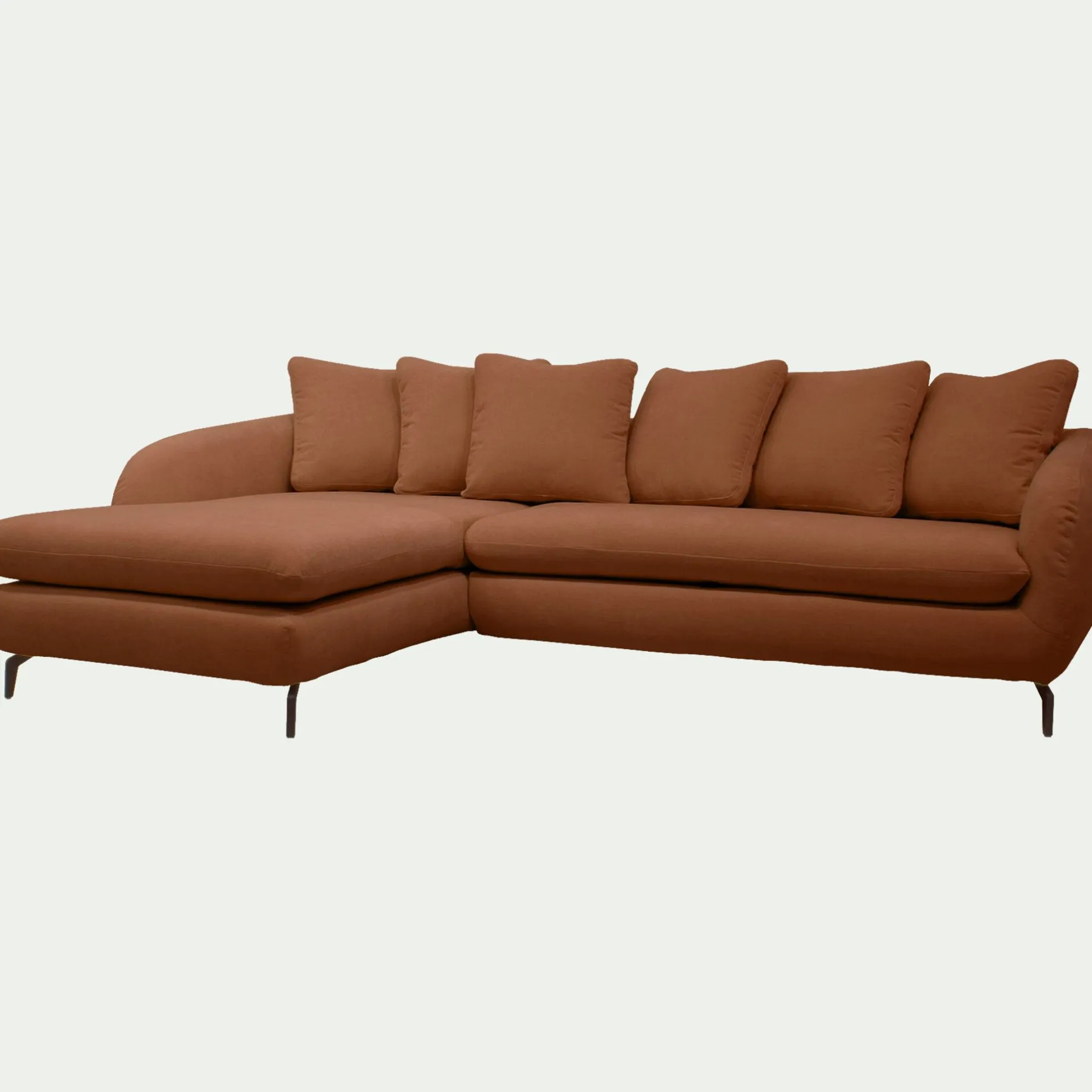 Canapé 4 Places|Canapé Convertible*alinea Canapé d'angle gauche convertible en tissu doux tramé - brun rustrel Marron