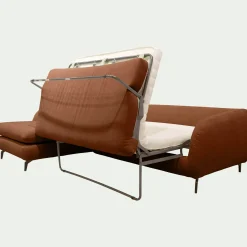 Canapé 4 Places|Canapé Convertible*alinea Canapé d'angle gauche convertible en tissu doux tramé - brun rustrel Marron