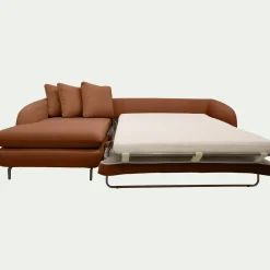 Canapé 4 Places|Canapé Convertible*alinea Canapé d'angle gauche convertible en tissu doux tramé - brun rustrel Marron