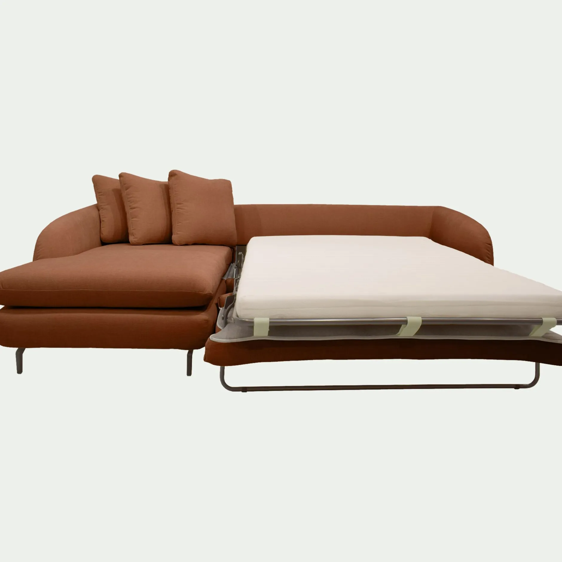 Canapé 4 Places|Canapé Convertible*alinea Canapé d'angle gauche convertible en tissu doux tramé - brun rustrel Marron