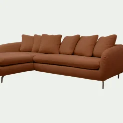 Canapé 4 Places|Canapé Convertible*alinea Canapé d'angle gauche convertible en tissu doux tramé - brun rustrel Marron