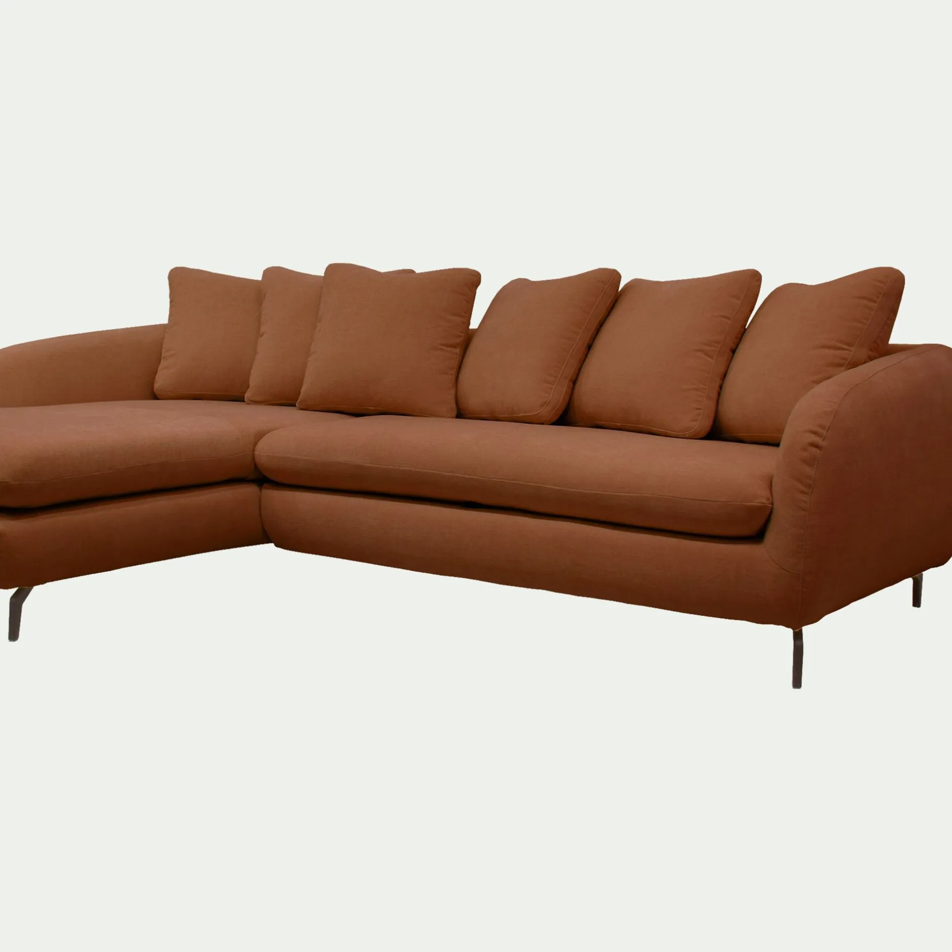 Canapé 4 Places|Canapé Convertible*alinea Canapé d'angle gauche convertible en tissu doux tramé - brun rustrel Marron