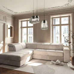 Canapé En Tissu|Canapé 4 Places*alinea Canapé d'angle gauche convertible avec coffre en tissu doux - Beige