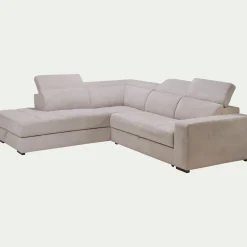 Canapé En Tissu|Canapé 4 Places*alinea Canapé d'angle gauche convertible avec coffre en tissu doux - Beige