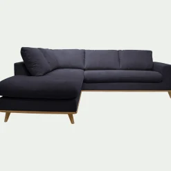 Canapé 5 Places|Canapé D'Angle*alinea Canapé d'angle gauche convertible en tissu Crown - calabrun Bleu