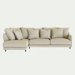 Canapé En Tissu|Canapé 4 Places*alinea Canapé d'angle gauche convertible en tissu mixte - alpilles Beige