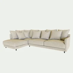 Canapé En Tissu|Canapé 4 Places*alinea Canapé d'angle gauche convertible en tissu mixte - alpilles Beige