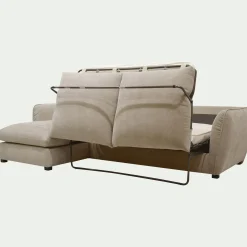 Canapé 5 Places|Canapé Convertible*alinea Canapé d'angle gauche convertible en tissu Nature - Beige