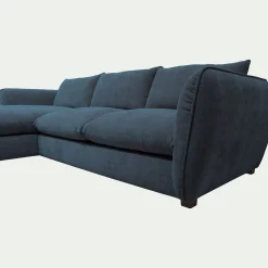 Canapé 5 Places|Canapé Convertible*alinea Canapé d'angle gauche convertible en tissu Nature - Bleu
