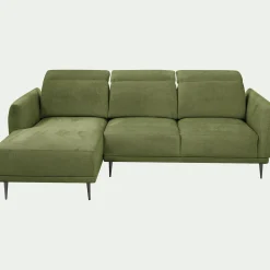 Canapé En Tissu|Canapé 3 Places*alinea Canapé d'angle gauche fixe en tissu memphis avec fonction avance-recul - cèdre Vert