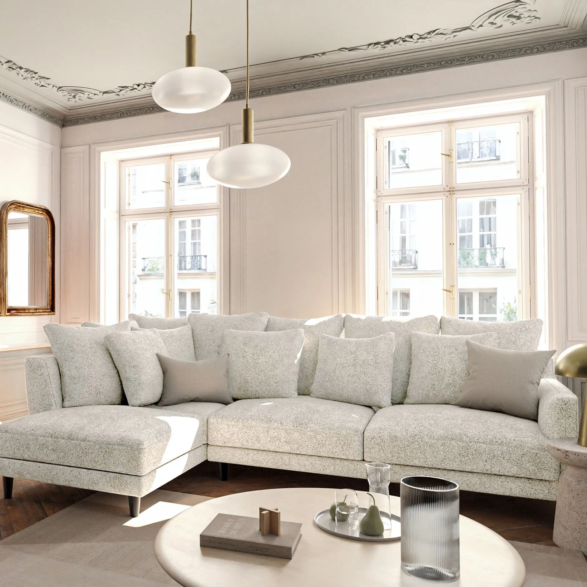 Canapé En Tissu|Canapé 4 Places*alinea Canapé d'angle gauche fixe en tissu genesis- ventoux Blanc