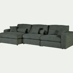 Canapé 5 Places|Canapé Fixe*alinea Canapé d'angle gauche fixe en tissu chenille Benjo - bleu calaluna