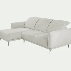 Canapé Fixe|Canapé D'Angle*alinea Canapé d'angle gauche fixe en tissu memphis avec fonction avance-recul - roucas Beige