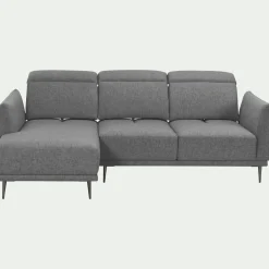 Canapé 3 Places|Canapé D'Angle*alinea Canapé d'angle gauche fixe en tissu avec fonction avance-recul - restanque Gris