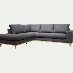 Canapé 5 Places|Canapé D'Angle*alinea Canapé d'angle gauche fixe en tissu Cosmo - anthracite Gris