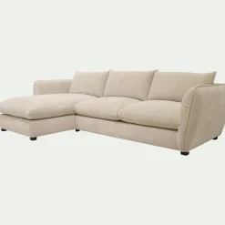 Canapé 5 Places|Canapé Fixe*alinea Canapé d'angle gauche fixe en tissu Nature - écru Blanc
