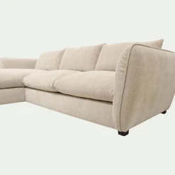 Canapé 5 Places|Canapé Fixe*alinea Canapé d'angle gauche fixe en tissu Nature - écru Blanc
